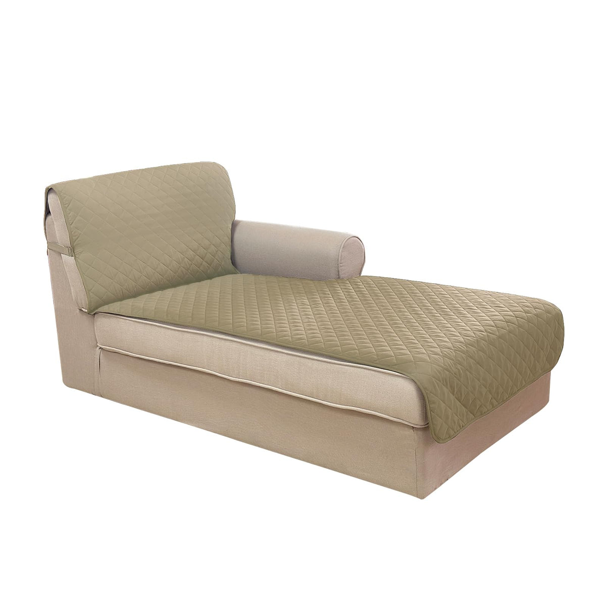 U-NICE HOME Sectional Couch Cover Chaise Lounge Cover, Light Camel/Beige