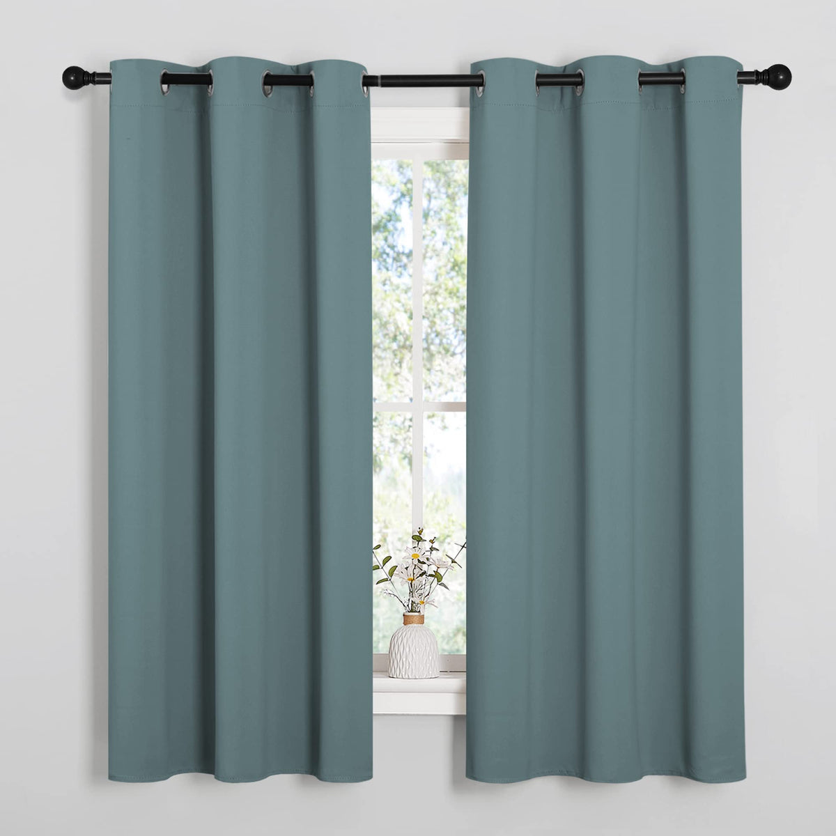 NICETOWN Grey Blackout Curtains for Bedroom 42" Wide x 63" Long 2 Panels