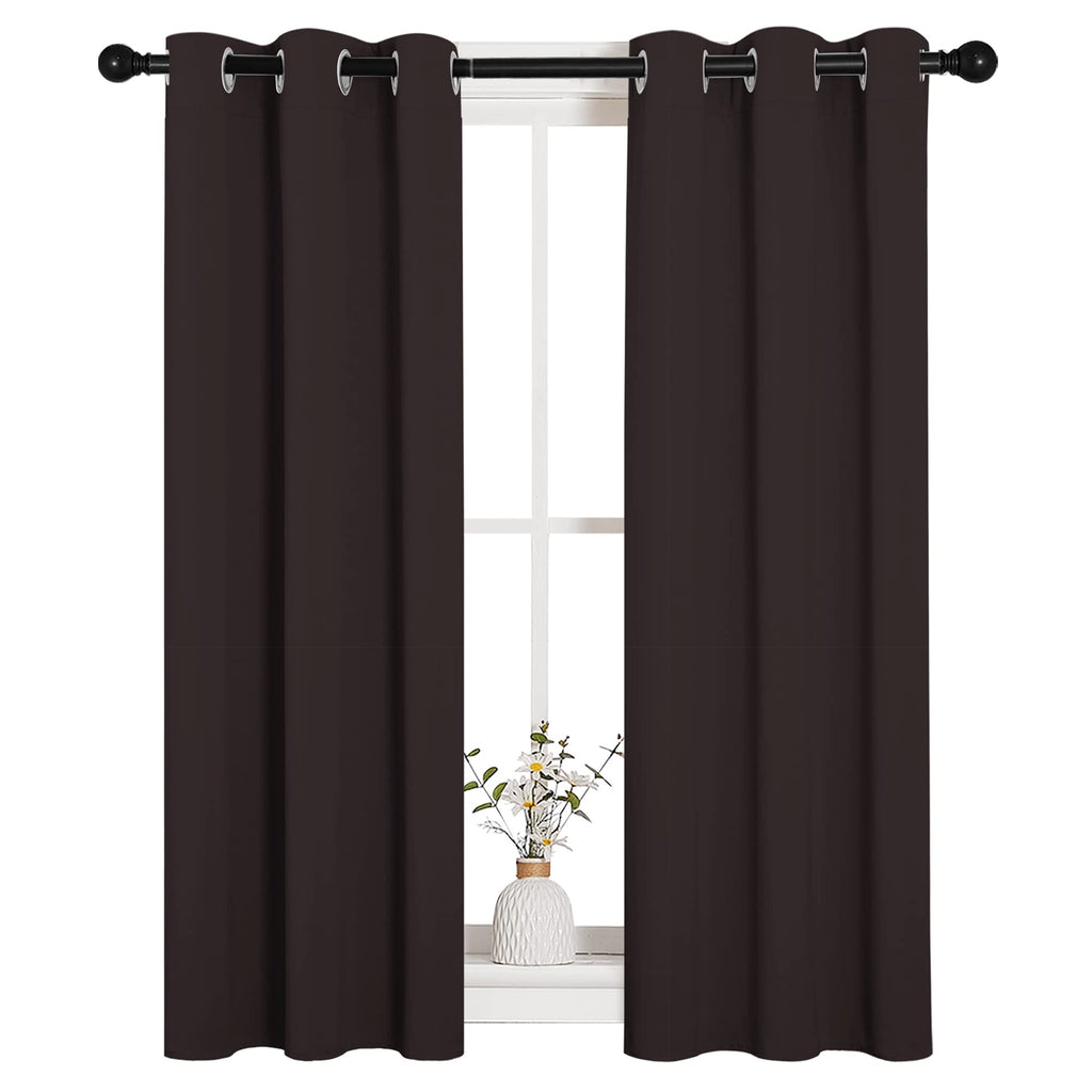 NICETOWN Blackout Curtain Panels for Bedroom Window, Triple Weave Microfiber Energy Saving Thermal Insulated Solid Grommet Blackout Draperies and Drapes (1 Pair, 29 inch by 45 inch, Toffee Brown)