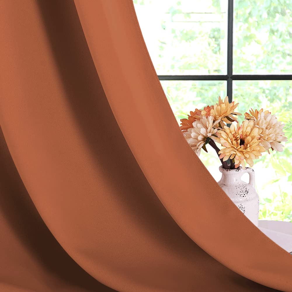 NICETOWN Blackout Curtain Panels for Girls Room, Burnt Orange, 1 Pair, 34 x 60 Inch, Nursery Essential Thermal Insulated Solid Grommet Top Blackout Drapes