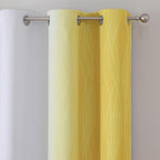 Estelar Textiler Yellow and Greyish White Ombre Blackout Curtains 45 Inch Length 2 Panels, Full Room Darkening Gradient Drapes for Kitchen,Thermal Insulated Grommet Short Curtains for Bathroom,42Wx45L