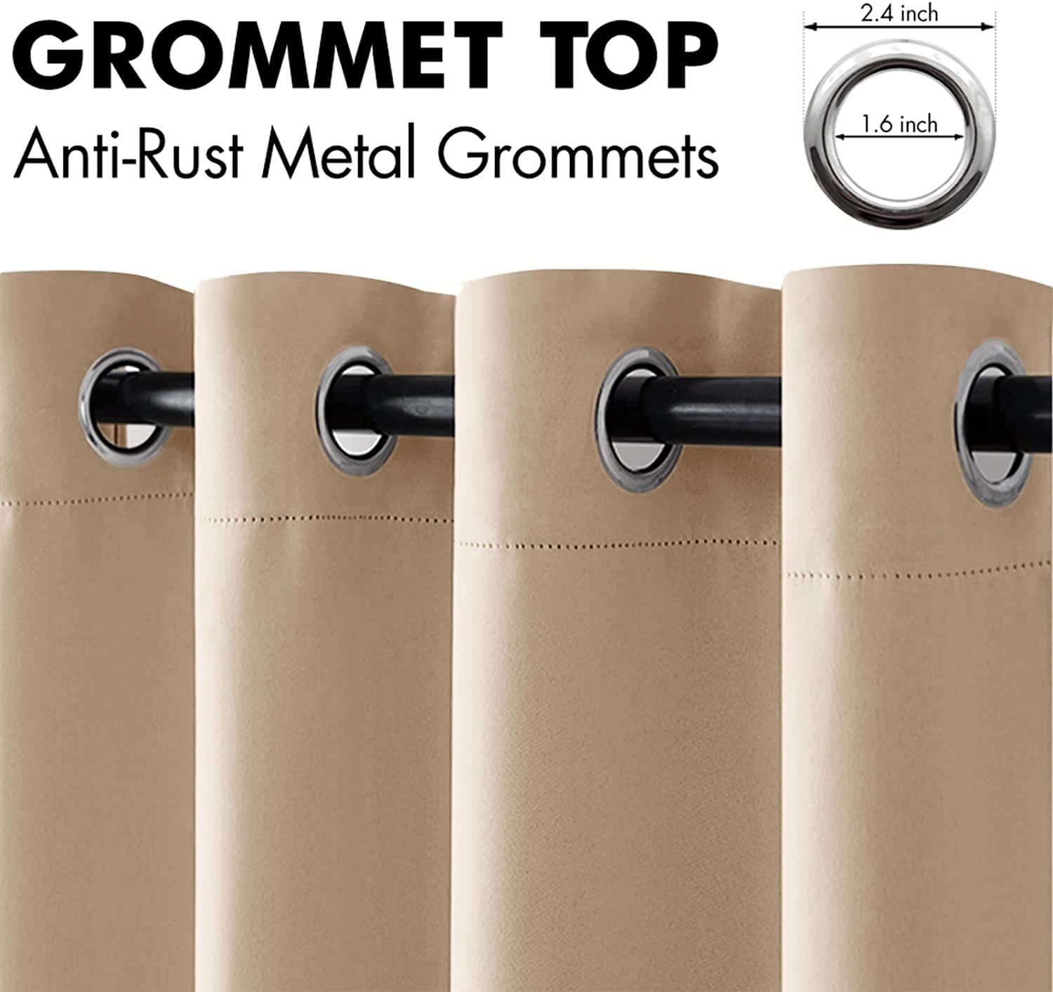 MIULEE Closet Curtain for Open Closet Without Door Grommet Top 34x80 Inches
