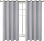 BGment Room Darkening Curtains 63 Inches Long - Grommet Thermal Insulated Drapes Window Treatment Curtains for Bedroom, 2 Panels, 52 x 63 Inch, Light Grey
