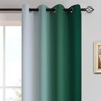 Yakamok Dark Green Ombre Curtains 63 Inches Long, Light Blocking Gradient Color Curtain Panels, Room Darkening Grommet Window Drapes for Bedroom(52x63 Inch, 2 Panels)
