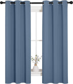 NICETOWN Kitchen Curtains Blackout Curtains & Drapes, Thermal Insulated Grommet Top Window Treatment Panels for Cupboard, Small Window (Stone Blue, 34" Wide x 63" Long, Set of 2)