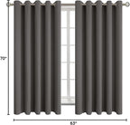 BGment Blackout Curtains for Bedroom - Grommet Thermal Insulated Room Darkening Curtains for Living Room, Set of 2 Panels (70 x 63 Inch, Grey)