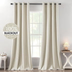 MIULEE 100% Blackout Linen Curtains for Bedroom 52x120 Inches Cream
