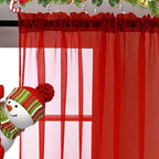 SpaceDresser Basic Rod Pocket Sheer Voile Window Curtain Panels White 1 Pair 2 Panels 70 Width 84 Inch Long for Kitchen Bedroom Children Living Room Yard(Red,70 W x 84 L)