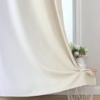 Estelar Textiler Beige and Grayish White Blackout Curtains & Drapes for Bedroom, Thermal Insulated Ombre Blackout Drapes, Full Room Darkening Energy Saving Curtains for Living Room, 52Wx63L, 2 Panels