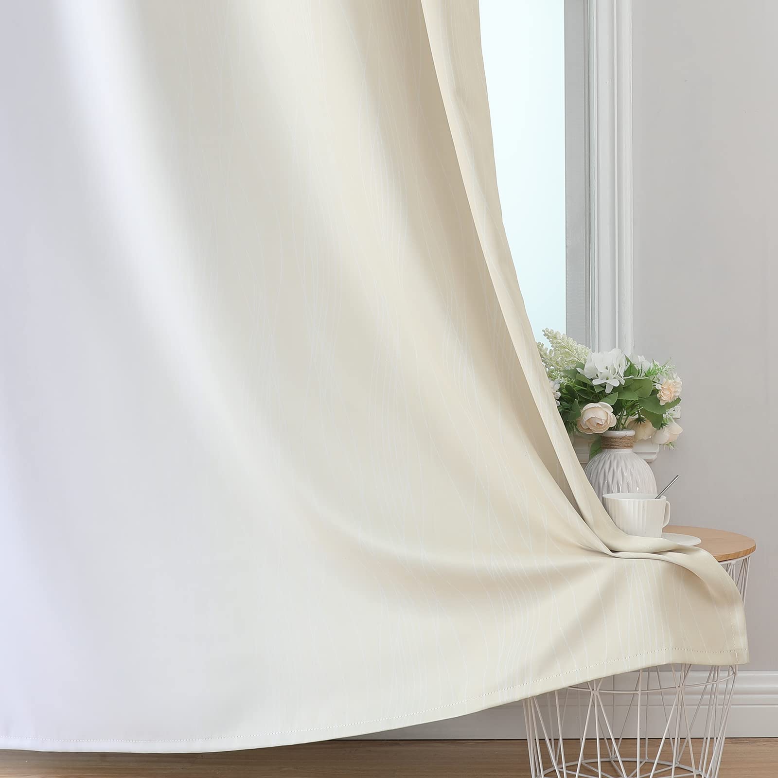 Beige and Greyish White Ombre Blackout Curtains Living Room 84 Inches Long