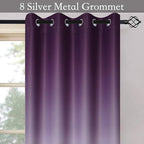 SimpleHome Ombre Room Darkening Curtains for Bedroom, Gradient Purple to Grey White Light Blocking Thermal Insulated Grommet Window Curtains/Drapes for Living Room,2 Panels, 52x84 inches Length