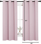 NICETOWN Nursery Essential Thermal Insulated Solid Grommet Top Blackout Curtains/Drapes (1 Pair, 42 x 63 inches in Baby Pink)