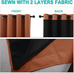NICETOWN Burnt Orange 100% Blackout Lined Curtains, 2 Thick Layers Completely Blackout Window Treatment Panels Thermal Insulated Drapes for Kitchen (1 Pair, 42" Width x 63" Length Each Panel)