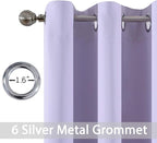 Yakamok Blackout Curtains for Bedroom - Grommet Thermal Insulated Room Darkening Curtains for Living Room, Set of 2 Panels (38 x 84Inch, Lilac)