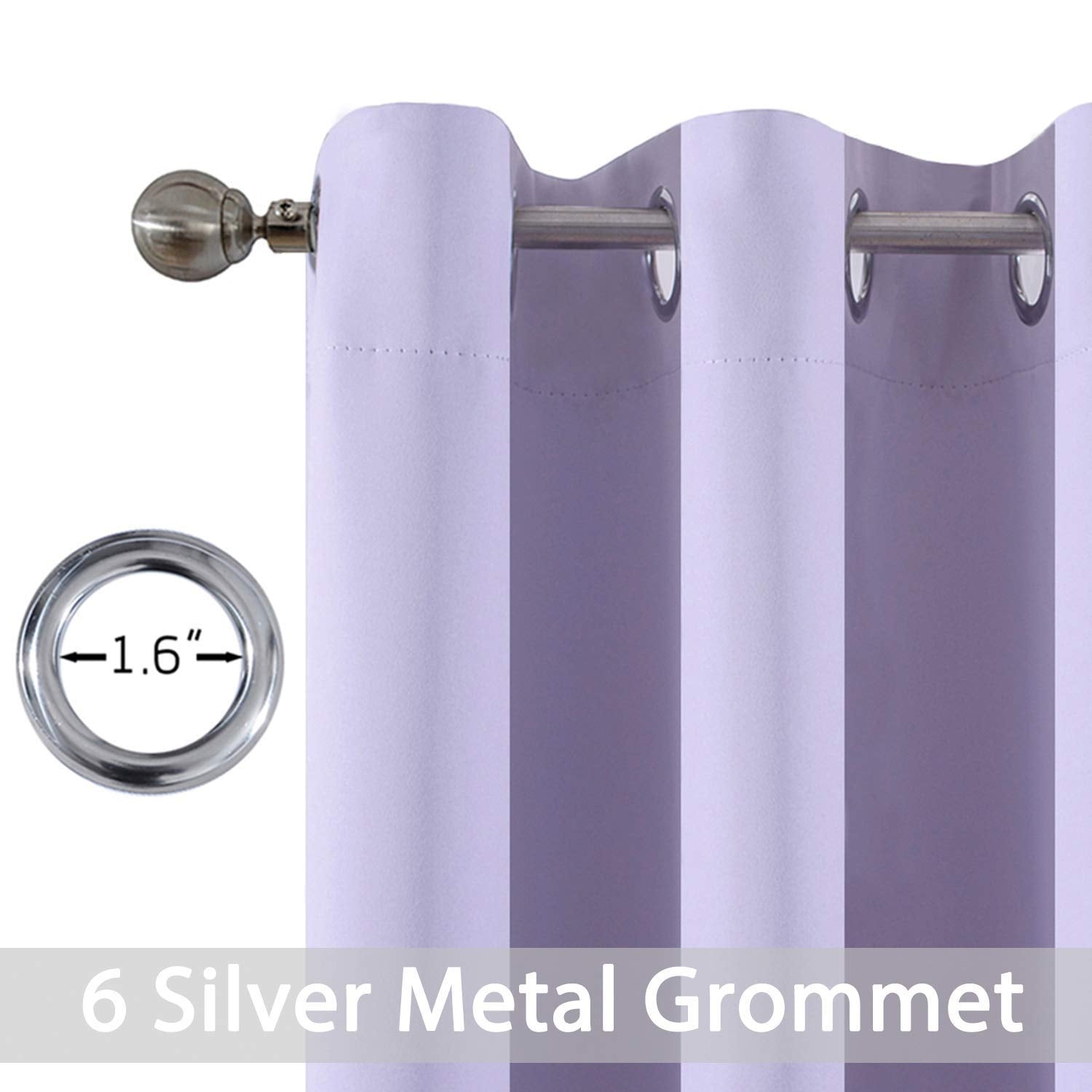 Yakamok Blackout Curtains 38x45 inch Lilac Thermal Drapes-Bedroom