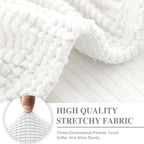 Couch Cushion Covers for Sectional Sofa L Shape Washable Separate Seat Chaise Couch Cover Stretch Sofa Slipcovers with 2 Pcs Pillowcases(3 Seater + 1 Chaise, White)