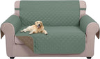 U-NICE HOME Loveseat Sofa Cover Reversible Couch Cover for Dogs with Elastic Straps Water Resistant Furniture Protector for Pets Couch Cover for 2 Cushion Couch (Loveseat, Greyish Green/Taupe)