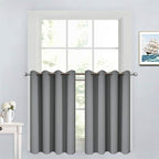 Yakamok 36 Inch Curtains Blackout Window Curtains for Kitchen, Grommet Room Darkening Thermal Insulated Sunlight Block Drapes for Living Room, W 52 x L 36, Grey, 2 Panels