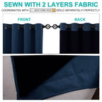 NICETOWN 100% Blackout Blinds, Laundry Room Decor Window Treatment Curtains, Thermal Insulated Energy Smart Drapes and Draperies for Villa, Hall and Studio, Navy Blue, Set of 2, 70 inches x 95 inches