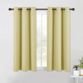 NICETOWN Kitchen Blackout Short Curtain Panels for Bedroom, Paler Yellow, 2 Panels, W42 x L45 -Inch, Thermal Insulated Grommet Top Blackout Draperies and Drapes