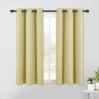 NICETOWN Kitchen Blackout Short Curtain Panels for Bedroom, Paler Yellow, 2 Panels, W42 x L45 -Inch, Thermal Insulated Grommet Top Blackout Draperies and Drapes