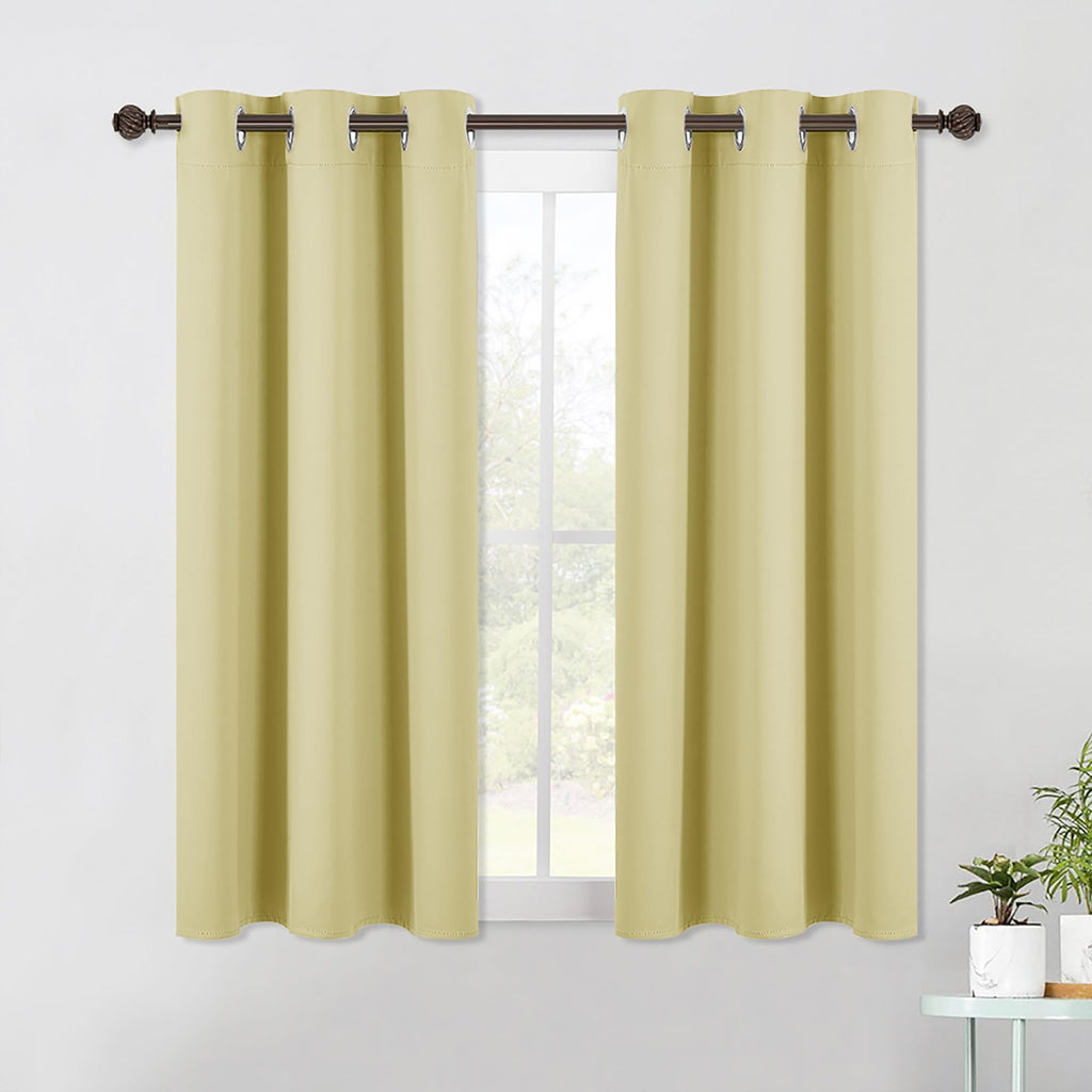 NICETOWN Bedroom Curtains Blackout Drapery Panels, 2 Panels, 42 x 54 Inch, Paler Yellow, 3 Pass Microfiber Thermal Insulated Solid Ring Top Blackout Window Curtains/Drapes
