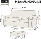 WEERRW 4 Pieces Velvet High Stretch Couch Covers for 3 Cushion Couch Sofa Slipcovers, Washable Furniture Protector with Non Slip Elastic Bottom, Feature Soft and Thick Plush Fabric, Purple, Large