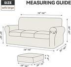 WEERRW 4 Pieces Velvet High Stretch Couch Covers for 3 Cushion Couch Sofa Slipcovers, Washable Furniture Protector with Non Slip Elastic Bottom, Feature Soft and Thick Plush Fabric, Black, Large