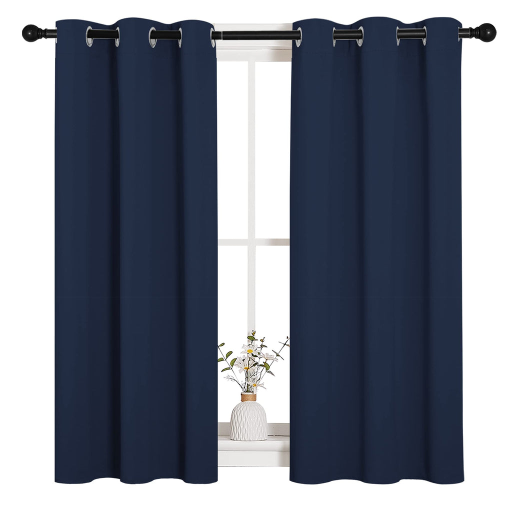 NICETOWN Blackout Draperies Curtains, All Season Thermal Insulated Solid Grommet Top Blackout Curtains/Drapes for Kid's Room (Navy, 1 Pair, 34 x 45 inches)