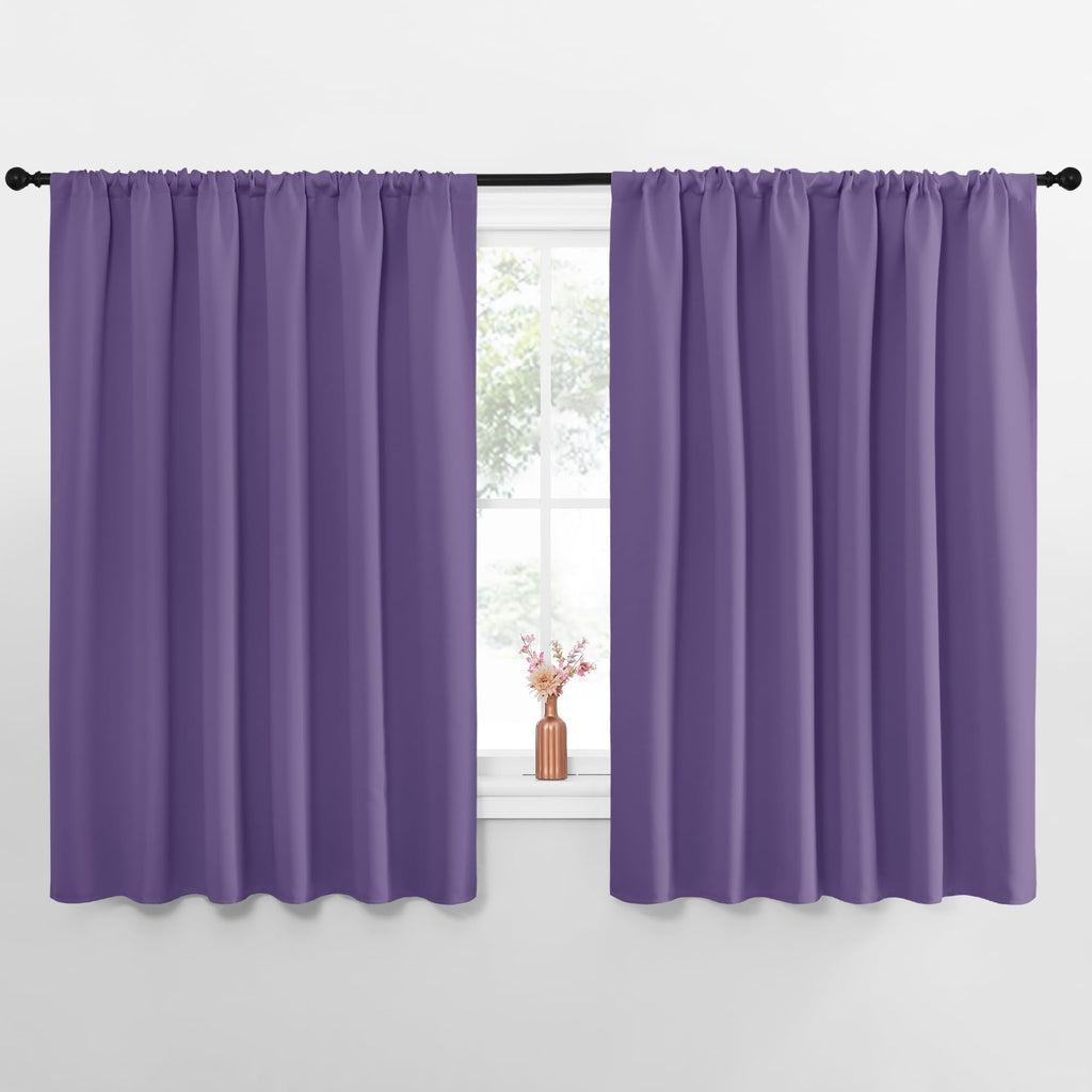 NICETOWN Blackout Curtains for Bedroom, Blackout Curtain Panels, Lilac Purple, 1 Pair, 62 by 63-inch, Window Treatment Energy Saving Thermal Insulated Solid Rod Pocket Blackout Drapes/Draperies