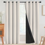 SimpleHome 100% Blackout Curtains for Bedroom,Thermal Insulated Grommet Window Drapes Room Darkening Cream Curtains for Living Room with Black Back,52 x 96 Inch,2 Panels
