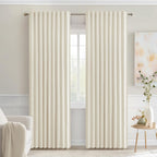 MIULEE Beige White Back Tab Blackout Curtains 52x72 Inches Long 2 Panel Set