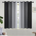 Yakamok Light Blocking Ombre Curtains, Greyish White and Black Gradient Color Curtains, Room Darkening Grommet Window Drapes for Bedroom(Black, 52x54 Inch, 2 Panels)
