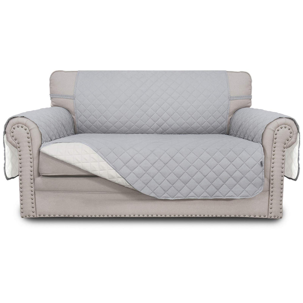 Easy-Going Reversible Couch Cover, 2 Cushion Sofa, Light Gray/Ivory