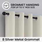 SimpleHome 100% Blackout Curtains for Bedroom,Thermal Insulated Cream Grommet Window Drapes Room Darkening Curtains for Living Room with Black Back,52 x 90 Inch,2 Panels