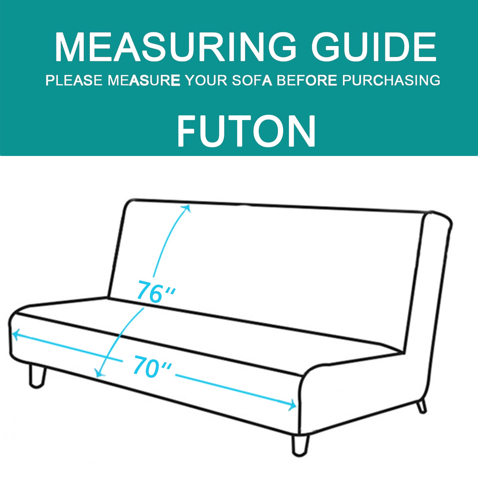 U-NICE HOME Futon Sofa Covers 68''Armless Couch Cover, Dark Grey/Light Grey