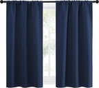 NICETOWN Kitchen Curtains, Short Blackout Curtains & Drapes, Thermal Insulated Blackout Curtain Panels for Kids Room, Play Room (Navy, 34" Wide by 54" Long, 2 PCs)