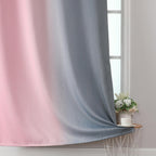 Estelar Textiler Ombre Grey and Pink Blackout Curtains for Bedroom 54 Inch