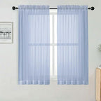 OWENIE Short Sheer Curtains for Bedroom Living Room 54 Inch Length 2 Panels Set, Soft Solid Light Filtering Sheer Curtain for Small Window, 2 Pcs Total 84 Width 54 Long, Demin
