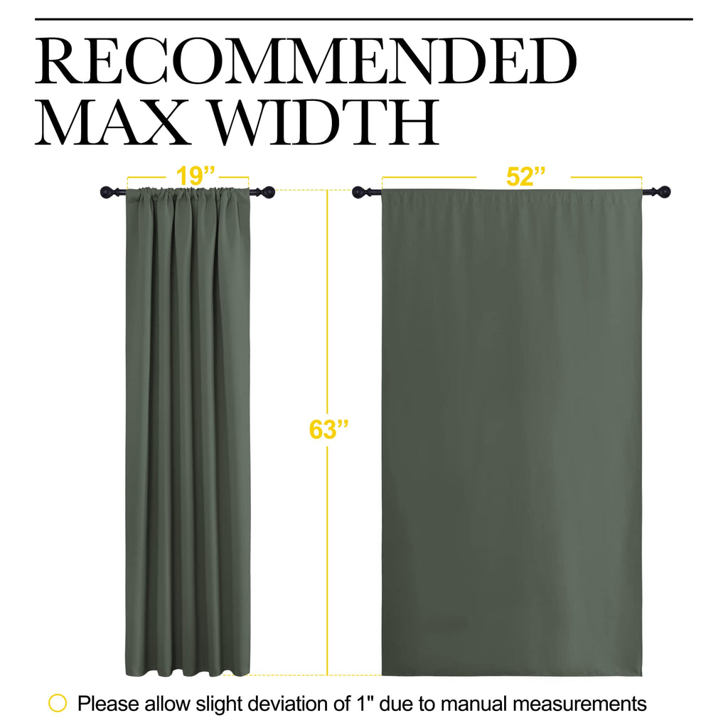 NICETOWN Bedroom Curtains Blackout Draperies - All Season Thermal Insulated Solid Rod Pocket Top Blackout Curtains/Drapes for Kid's Room (Dark Mallard, 1 Pair, 52 x 63 Inch)