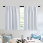 RYB HOME Privacy Bathroom Window Curtains, Short Thermal Insulated Heat Blocking Privacy Rod Pocket Half Window Curtain Tiers for Nursery Bedroom, Width 42 by Length 30, Greyish White, 2 Panels