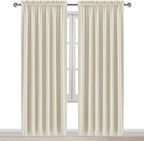 DWCN Blackout Curtains for Living Room Thermal Insulated, Energy Saving & Noise Reducing Bedroom Curtains, Light Beige, W 70x L 84 Inch, Set of 2 Rod Pocket Curtain Panels