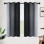 SimpleHome Ombre Black to Grey White Curtains for Living Room 42Wx45L