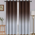 SimpleHome Ombre Room Darkening Curtains for Living Room, Light Blocking Gradient Brown to Grey White Thick Thermal Insulated Grommet Window Curtains/Drapes for Bedroom, 2 Panels, 52x84 inches Length