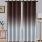 SimpleHome Brown to Grey White Ombre Room Darkening Curtains 84 Inch