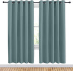 NICETOWN Greyish Blue Blackout Draperies Curtains for Kids Room, Window Treatment Thermal Insulated Solid Grommet Blackout Drape Panels for Bedroom (Set of 2, 70 by 72 inches)