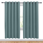 NICETOWN Greyish Blue Blackout Draperies Curtains for Kids Room, Window Treatment Thermal Insulated Solid Grommet Blackout Drape Panels for Bedroom (Set of 2, 70 by 72 inches)