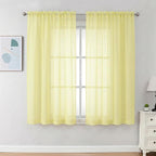 Chyhomenyc Sheer Curtains 63 Inch Length 2 Panels Set - Light Filtering Rod Pocket Window Curtain Treatment Drapes for Bedroom Living Room, 42Wx63L Inch, Light Yellow