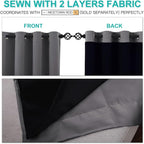 NICETOWN Total Shade Curtains and Draperies, Heavy-Duty Full Light Shading Drapes with Black Liner Backing for Villa/Hall/Dorm Window（Gray, Package of 2 Panels, 70 inches Wide x 95 inches Long