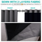 NICETOWN Total Shade Curtains and Draperies, Heavy-Duty Full Light Shading Drapes with Black Liner Backing for Villa/Hall/Dorm Window（Gray, Package of 2 Panels, 70 inches Wide x 95 inches Long
